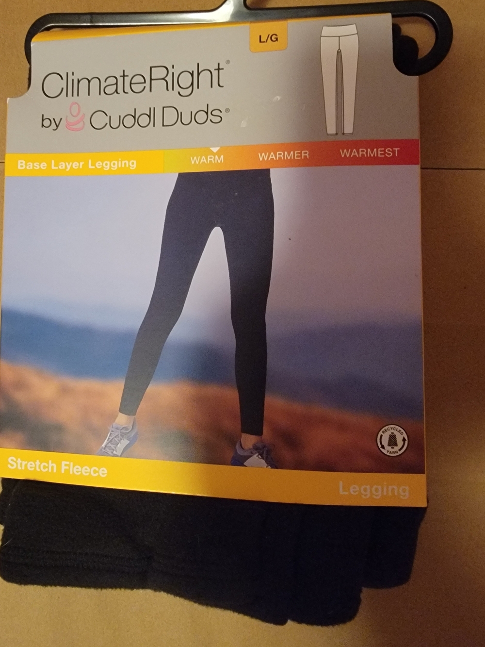 ClimateRight by Cuddl Duds Black Stretch Fleece Base Layer Leggings